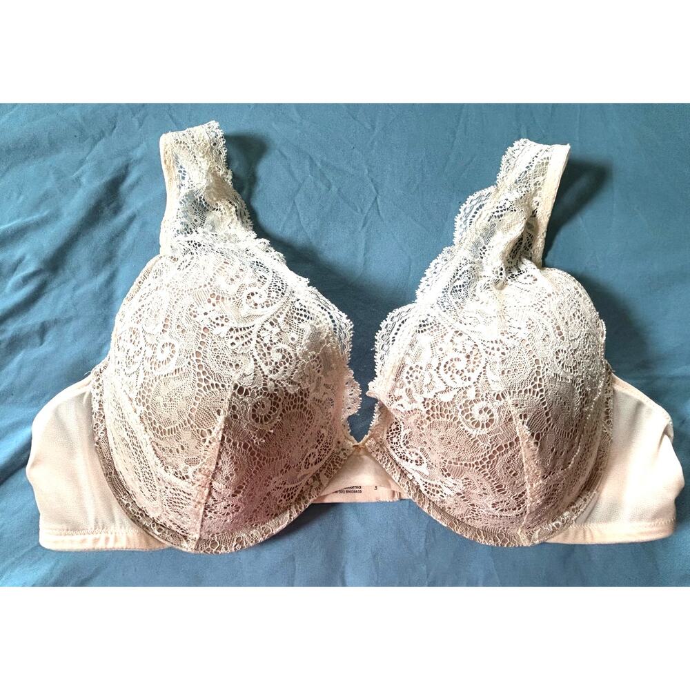 ThirdLove 24/7 Lace Contour Plunge Bra Underwire Nude Tan 42C